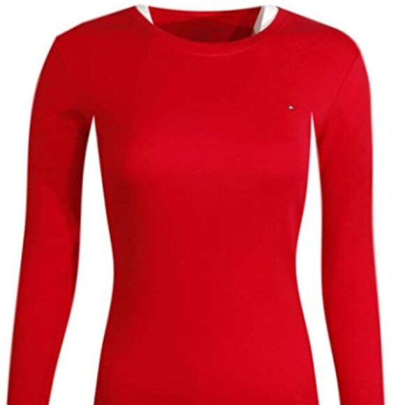 Tommy Hilfiger Women's T-Shirt Long Sleeve Solid Fitted‎ Tee - Picture 1 of 4